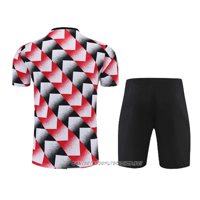 Chandal del Manchester United 22-23 Manga Corta Negro y Rojo - Pantalon Corto